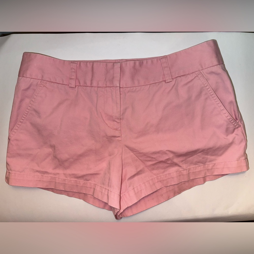 J CREW LOW FIT WIDE WAIST BAND SOFT PINK COTTON SHORTS SZ 8